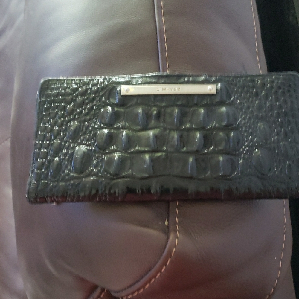 Brahmin Black Crocodile Embossed Clutch